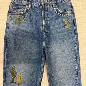 Reformation Handicraft Embroidered High Rise Jeans